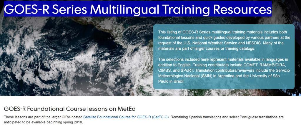 GOES-R Funded Training: Online Resources in Spanish &