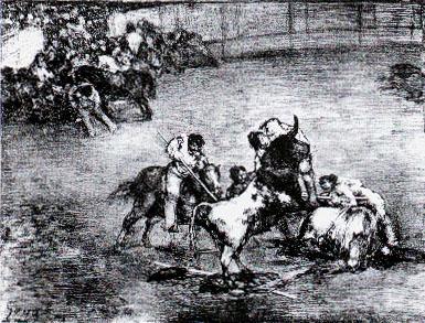In 1825, Goya produced a famous series of lithographs titled The Bulls of Bordeaux.