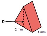 60 cubic metres b = 48 In this prism calculate the area of the triangle facing you.