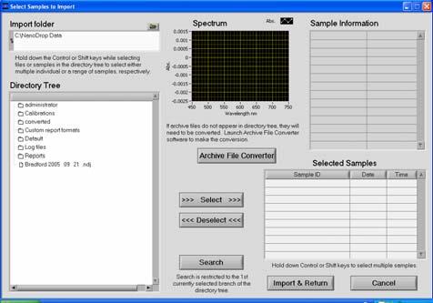 Section 14-Archived Data and Data Viewer Data Viewer Data Viewer is a versatile data reporting software program incorporated into the NanoDrop software that offers the user the ability to customize