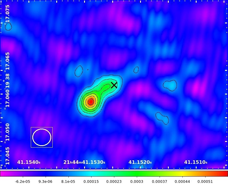 Peak flux density/rms: 22 Feb 2013: 523/20 microjy beam-1 23 Feb 2013: 583/30 microjy