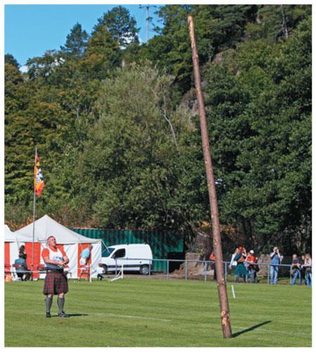 Example 7.16 Angular acceleration of a falling pole In the caber toss, a contest of strength and skill that is part of Scottish games, contestants toss a heavy uniform pole, landing it on its end.