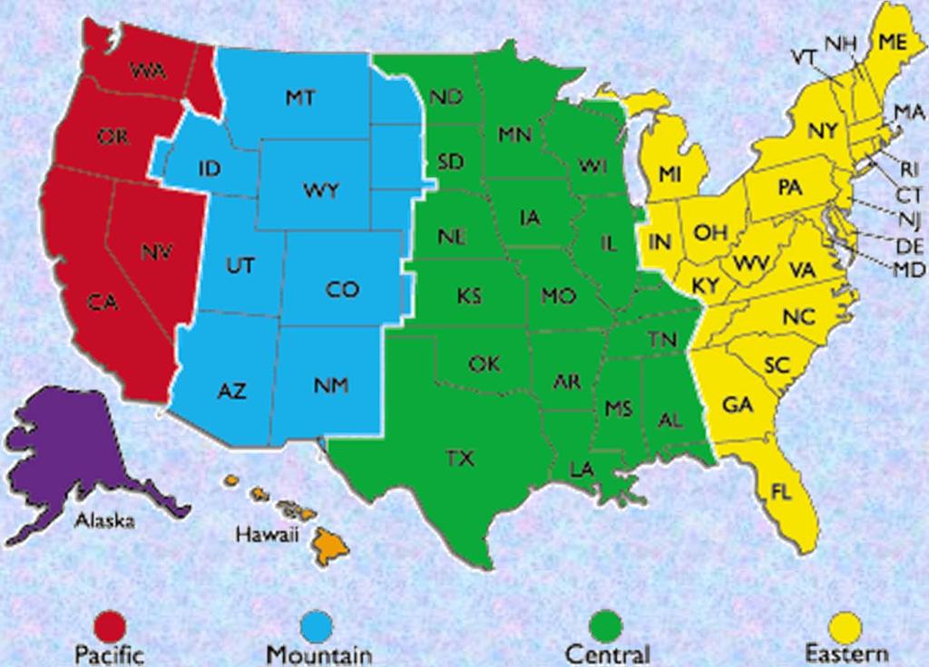 U.S. Time Zones Taken from http://www.