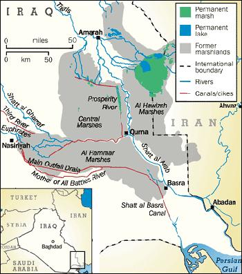 Iraqi marshes lies in the southern part of Iraq, the Iraqi marshes cut across three of Iraq's eighteen provinces: Misan (originally Al-Amarah), Dhi-Qar (originally Al-Nasiriyah), and Al-Basrah.