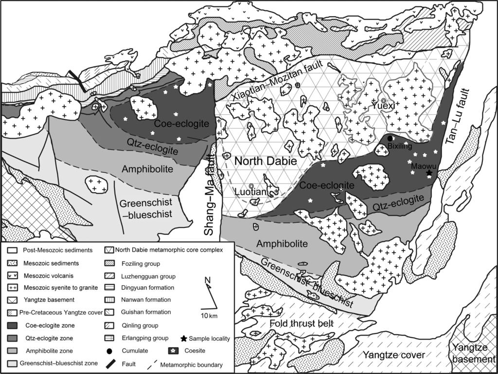 1240 Y. Chen et al. Figure 1. Geological sketch map of the Dabieshan Orogen in eastern China showing localities of the Maowu and Bixiling mafic ultramafic body.