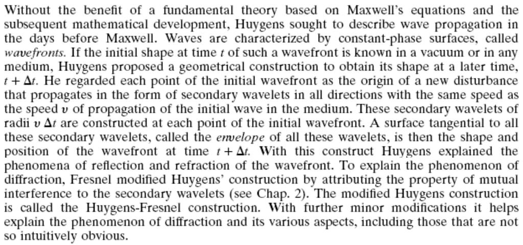 From this concept of the Huygens-Fresnel construction, in