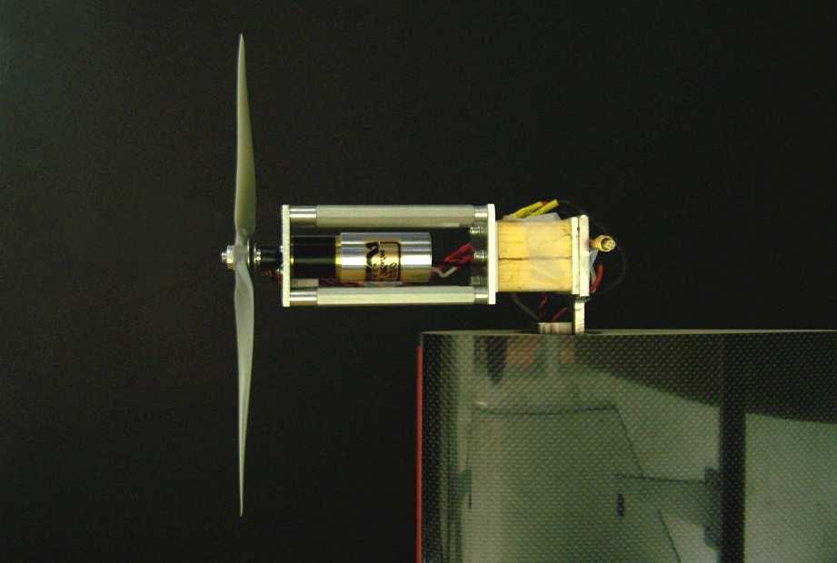 Figure 3. Modified test apparatus for propellers in descent (freestream flow from left-to-right while thrust is directed downstream). Eq. 6.