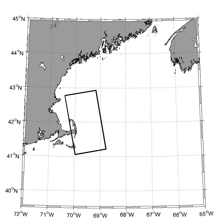 August 1998. Continental shelf generated solitons can be seen east and southeast of Cape Cod.