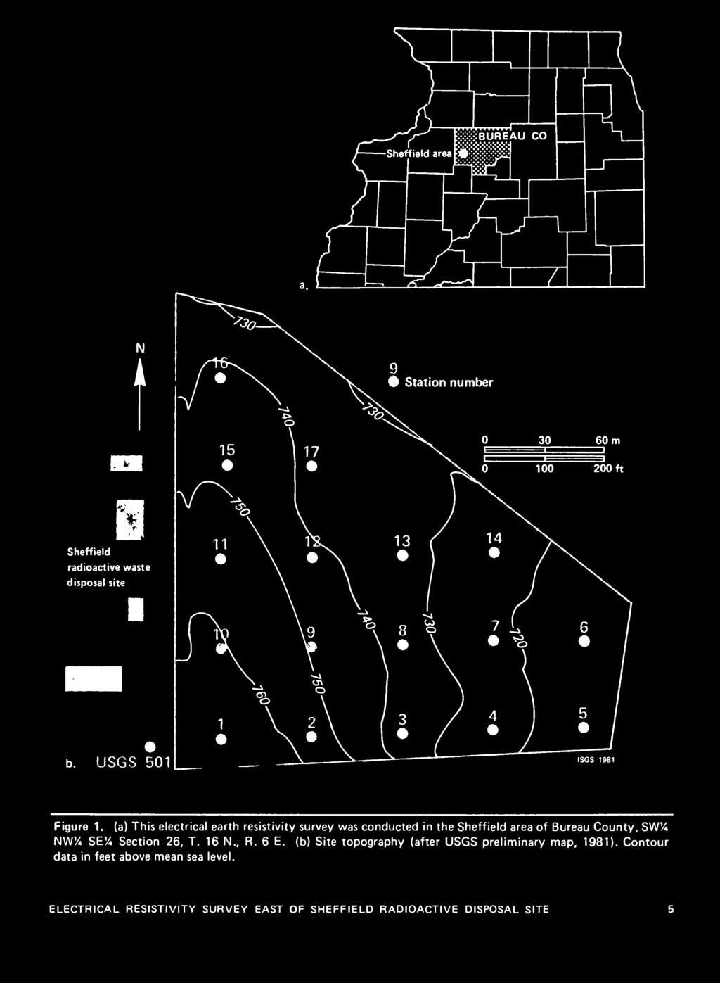 (b) Site topography (after USGS preliminary map, 1981).