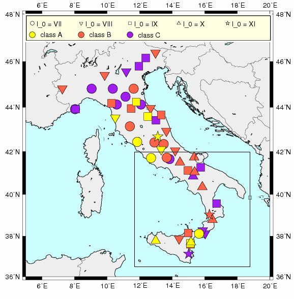 (2008), three different attenuation trends were identified for the Italian seismicity by partitioning a set of 55 earthquakes, representative of the Italian seismicity, into three classes,, of