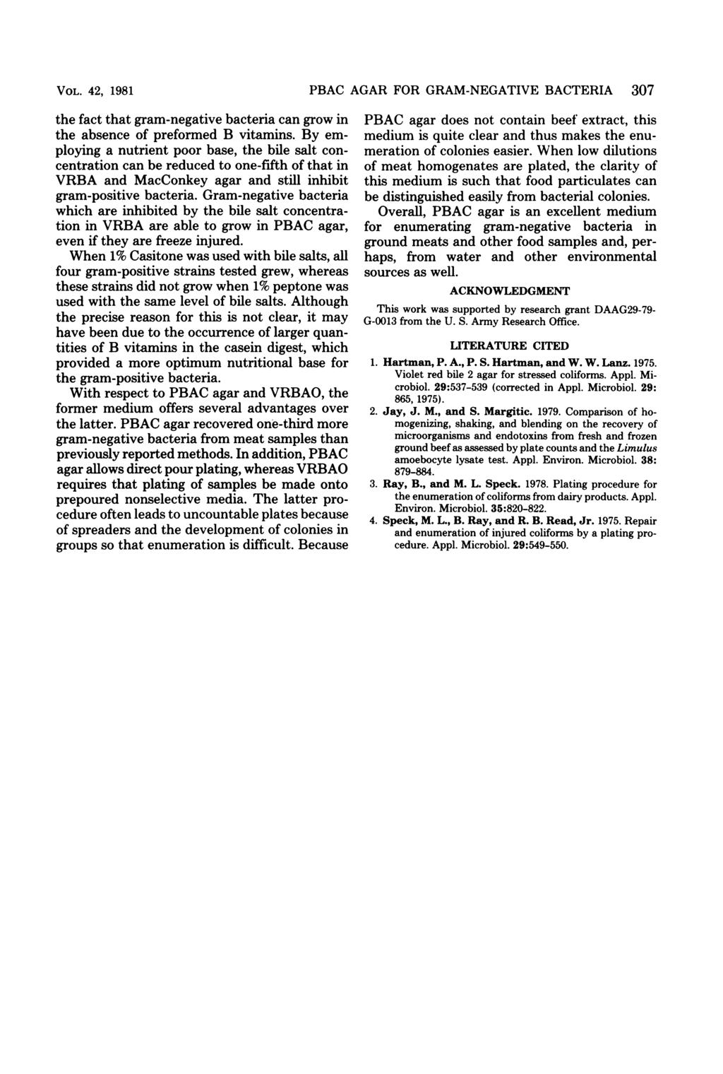 VOL. 42, 1981 the fact that gram-negative bacteria can grow in the absence of preformed B vitamins.