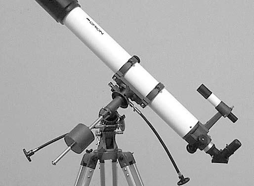 Remember, once the mount is polaraligned, the telescope should be moved only on the R.A. and Dec. axes. To point the scope overhead, first loosen the R.A. lock thumb screw and rotate the telescope on the R.