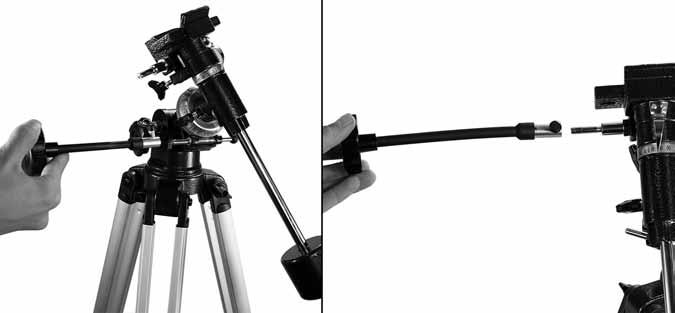 Attach & tighten Shorter Control Cable to Equatorial Mount shown in