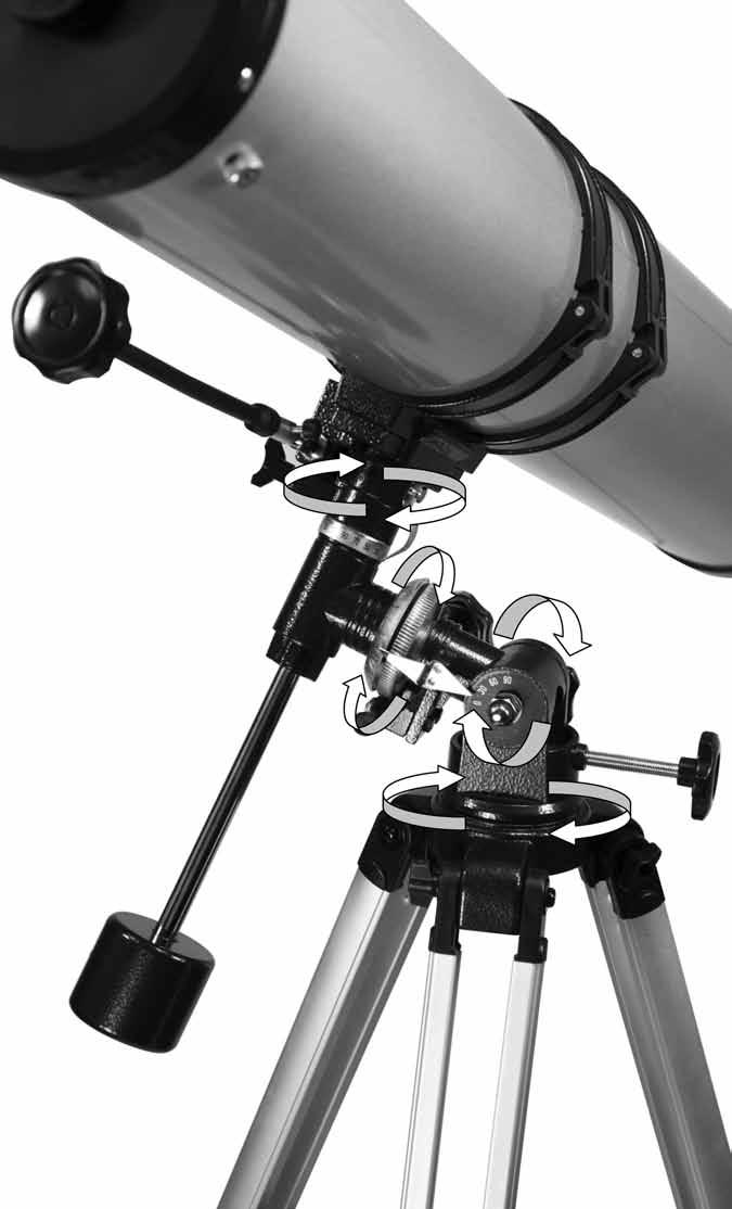 Operating Instructions Telescope Movement: For more drastic movement move the equatorial mount, and for minor slight movements move the telescope main body with the degree references.