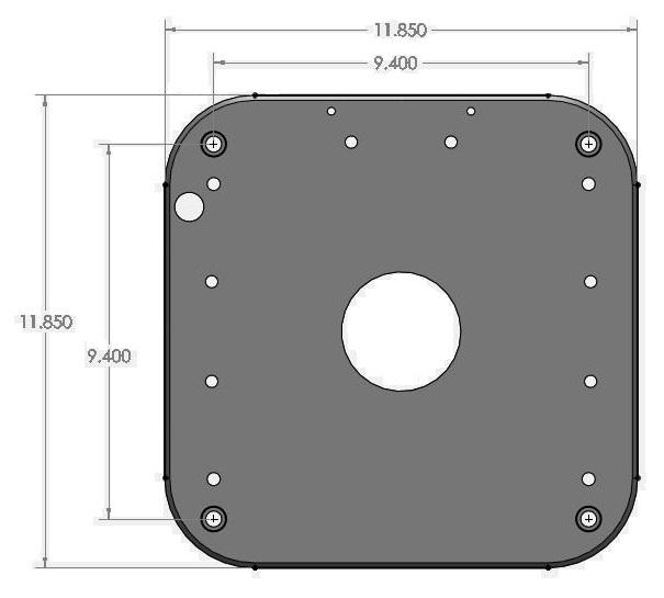 The base of the Ascension 200 has 4 mounting holes used to bolt the base of the mount onto a pier plate.