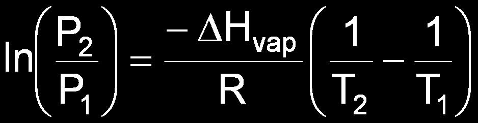 Clausius Clapeyron Equation 2-Point Form The equation below can be used with just two measurements of vapor pressure and