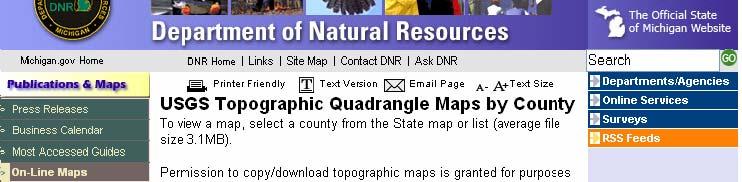 2. Find a Topo Map Browse to the State of Michigan, Department of
