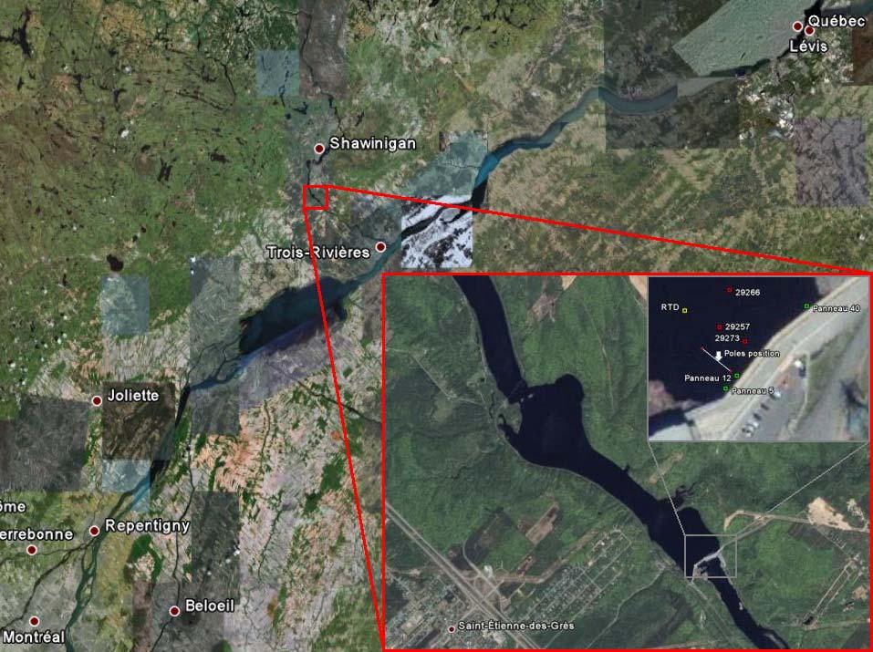 Figure 1. Location of LaGabelle dam on the St. Maurice River (Google Earth) Figure 2.