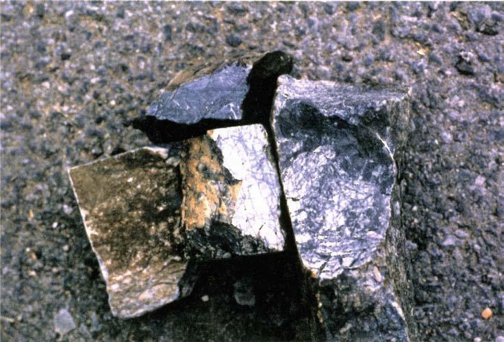 3-7 Figure 3.3. Picture of re-healed dolomitic fault breccia interpreted to be a remnant of the block-faulted normal fault breccia.
