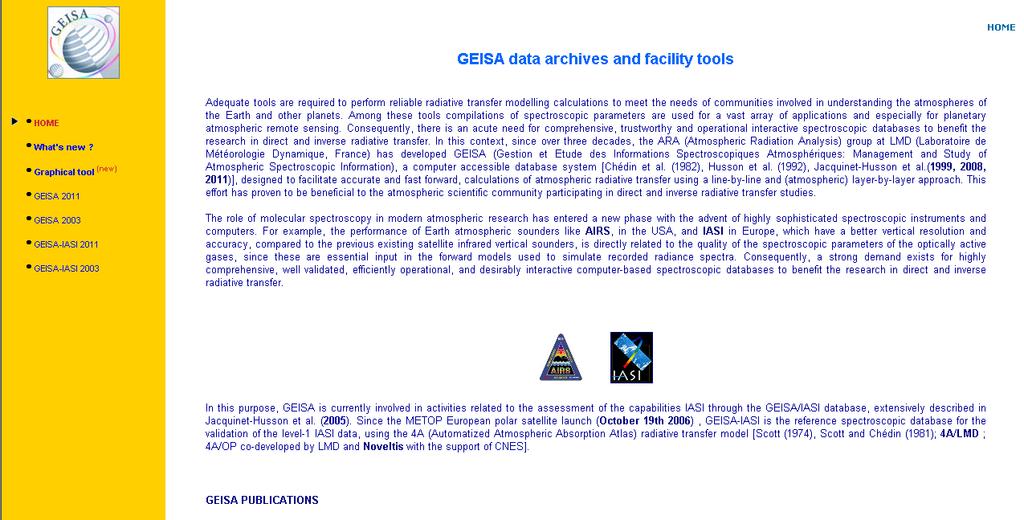 GEISA : ETHER distribution Home page Descriptions of updates and changes related to GEISA Visualization