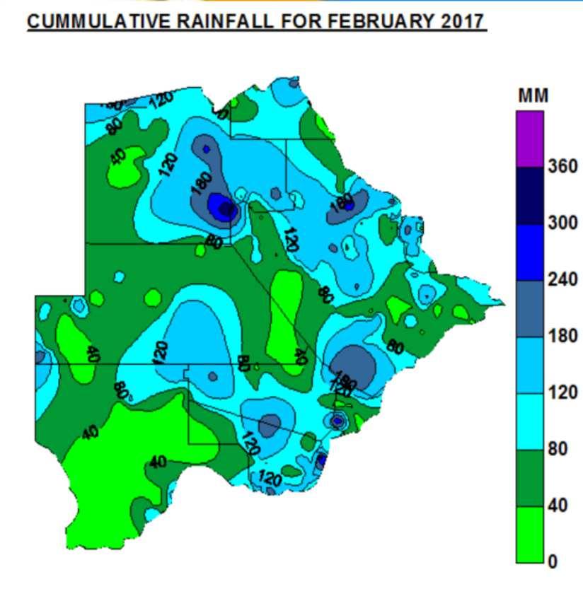 Cumulative rainfall for February 2017.