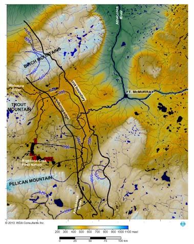 Regional groundwater flow: Wabasca oil sands 27 Pre-industrial hydraulic heads in the Grosmont aquifer system.