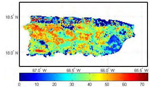 Percentages of sand, silt and clay for Puerto Rico were obtained from the Soil Survey Geographic (SSURGO) Database