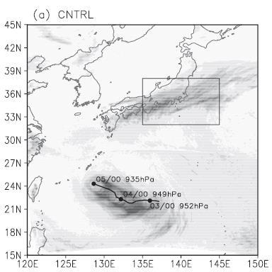 Total precipitation (mm) for Typhoon Songda between