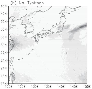control experiment and (b) the No- Typhoon experiment