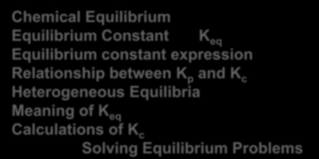 Gas Phase Equilibrium Chemical Equilibrium Equilibrium Constant K eq Equilibrium constant expression