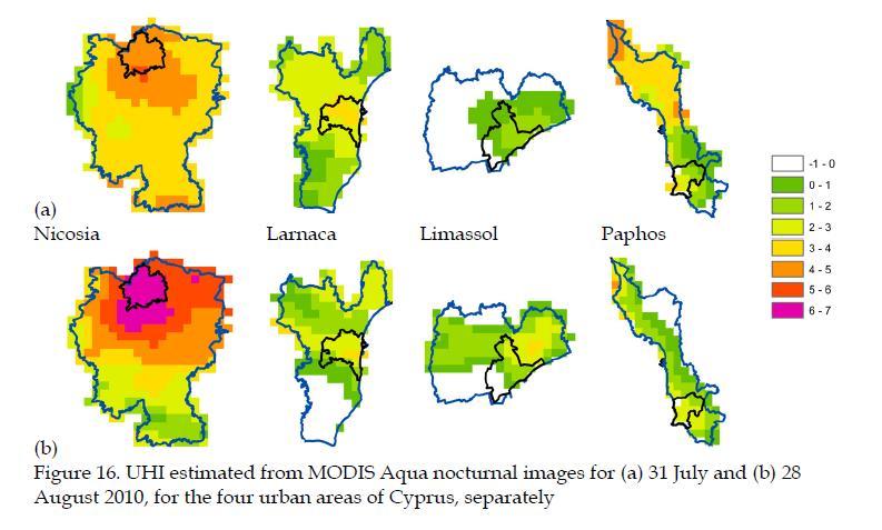 Urban heat Study the urban heat island effect in Cyprus based on both multi temporal satellite and meteorological