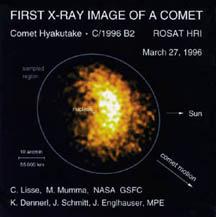 X Rays in Space This image of Comet Hyakutake was taken by an X-ray satellite called