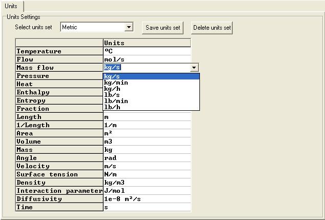 Simply type in the feed flow as, for example, 375 lbmol/h followed by Enter and ChemSep will automatically convert the number to the correct value in the default set of units.