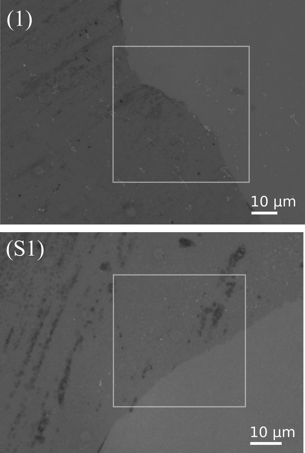 Figure S3 Wider contrast-stretched optical micrographs of the regions of CVD graphene shown in in Figure 1(a) and Figure S1(a), under