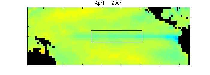April 2004 anomaly forecast (top) and observed anomaly (bottom)