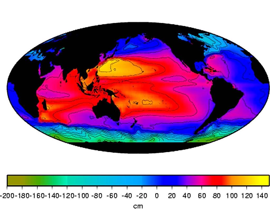 Dynamic Ocean Topography The dynamic ocean topography is the difference between the mean sea surface (observed from altimeter data) and the geoid.