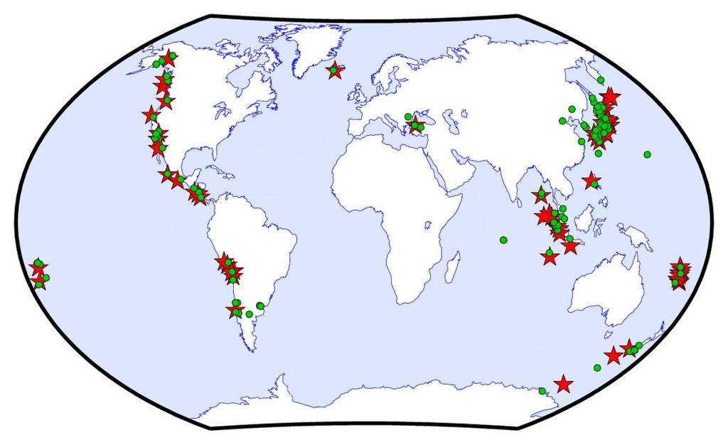 ITRF2014 Sites affected by PSD Red Stars: