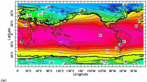 The Surface Temperature Field January The January and July surface