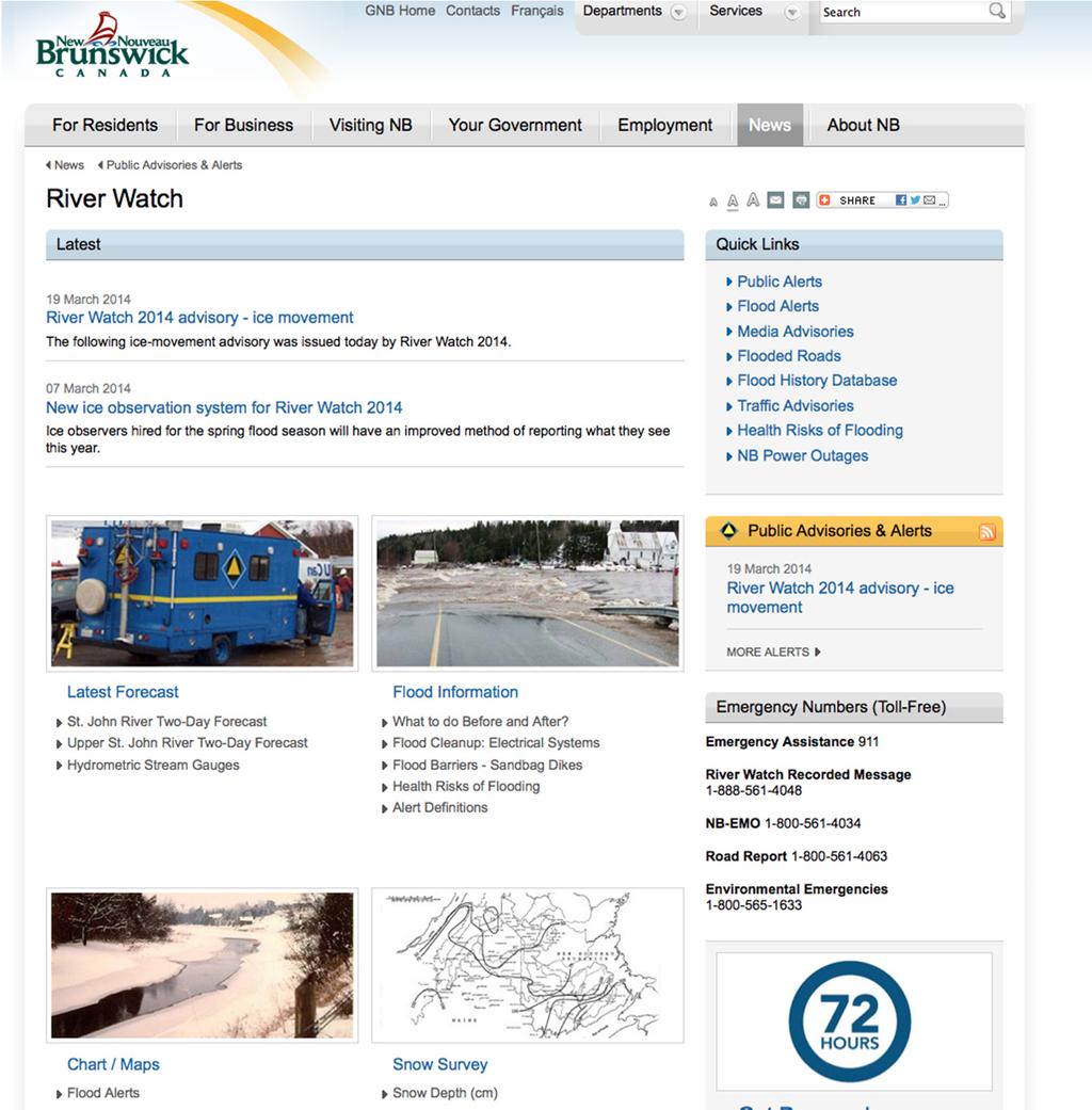 Flood Recovery, Innovation and Reponse IV 241 Figure 2: River watch web site (from: http://www2.gnb.ca/content /gnb/en/news/public_alerts/river_watch.html).