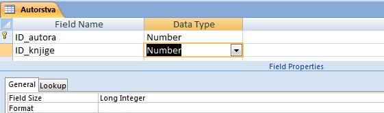 Како су ове две колоне страни кључеви, важно је да тип података одговара типу података примарних