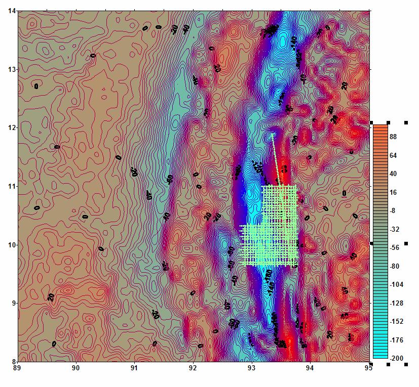 Fig2: Deep water block with tectonic elements on Satellite Free Air anomaly map Geologic set up Andaman basin in the north eastern part of Indian Ocean is a part of the Island-arc system associated
