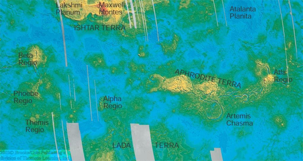 Surface of Venus Two main continents Ishtar Terra