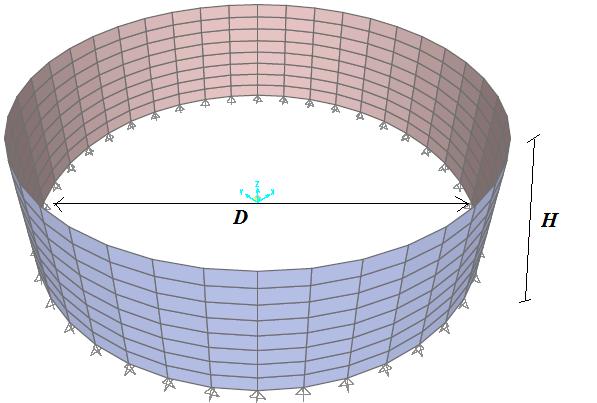 Karbaschi 91 Figure 1. Finite element modeling of cylindrical reservoirs, without roof, with roof. Figure (1): finite element Table 1. Height and diameter of steel models.