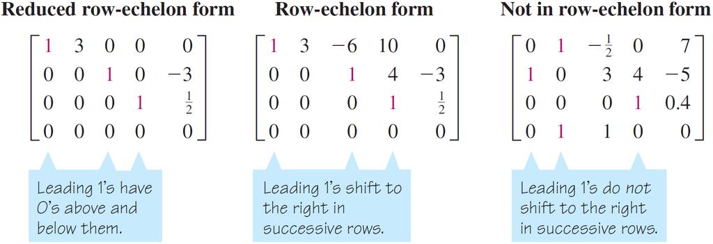 REMARK: Some authors say that a leading entry in a row-echelon form is 1, others say that it is just a nonzero