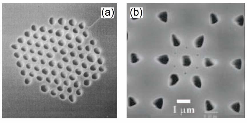 7 Figure.6: Cross-section electron micrograph of microstructured fiber and photonic band-gap fiber. (a) Microstructured fiber, refer to Ranka et al. [5].