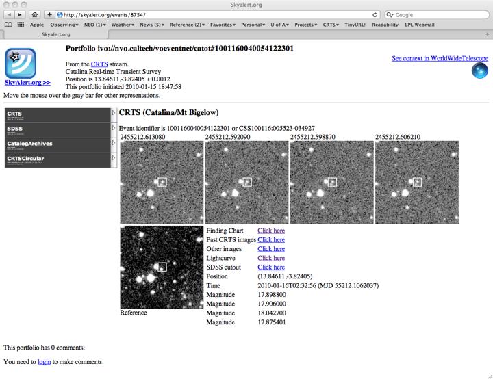 CRTS + SkyAlert Discovery data -> VOEvent xml. Notices published over VOEventNet to SkyAlert, etc.