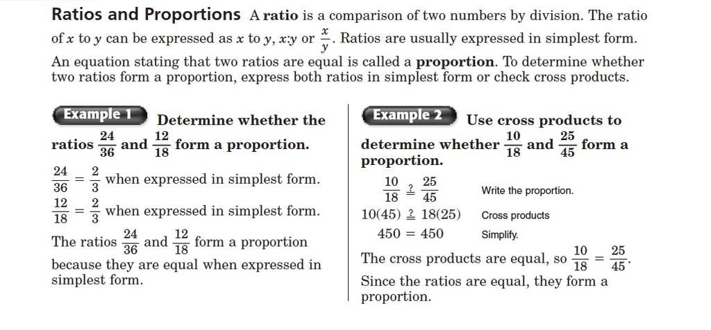 Ratios and Proportions Practice: Determine if each pair of ratios forms a proportion 1.
