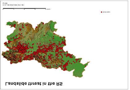 Hazard maps on landslides Landslides threaten app. 7,000 km 2 of the total area of the Slovenia. Such landslides are likely to occur everywhere except in the Primorska and Dolenjska Karst region.