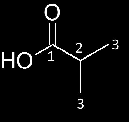 atoms. The chemical shift of the resonance at δ H.90 is shifted downfield such that it must be the hydroxyl proton of a carboxylic acid. This accounts for both oxygen atoms and a hydrogen atom.