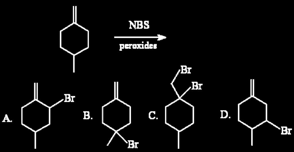 12. Which one is the major organic product expected from the following reaction? 13.